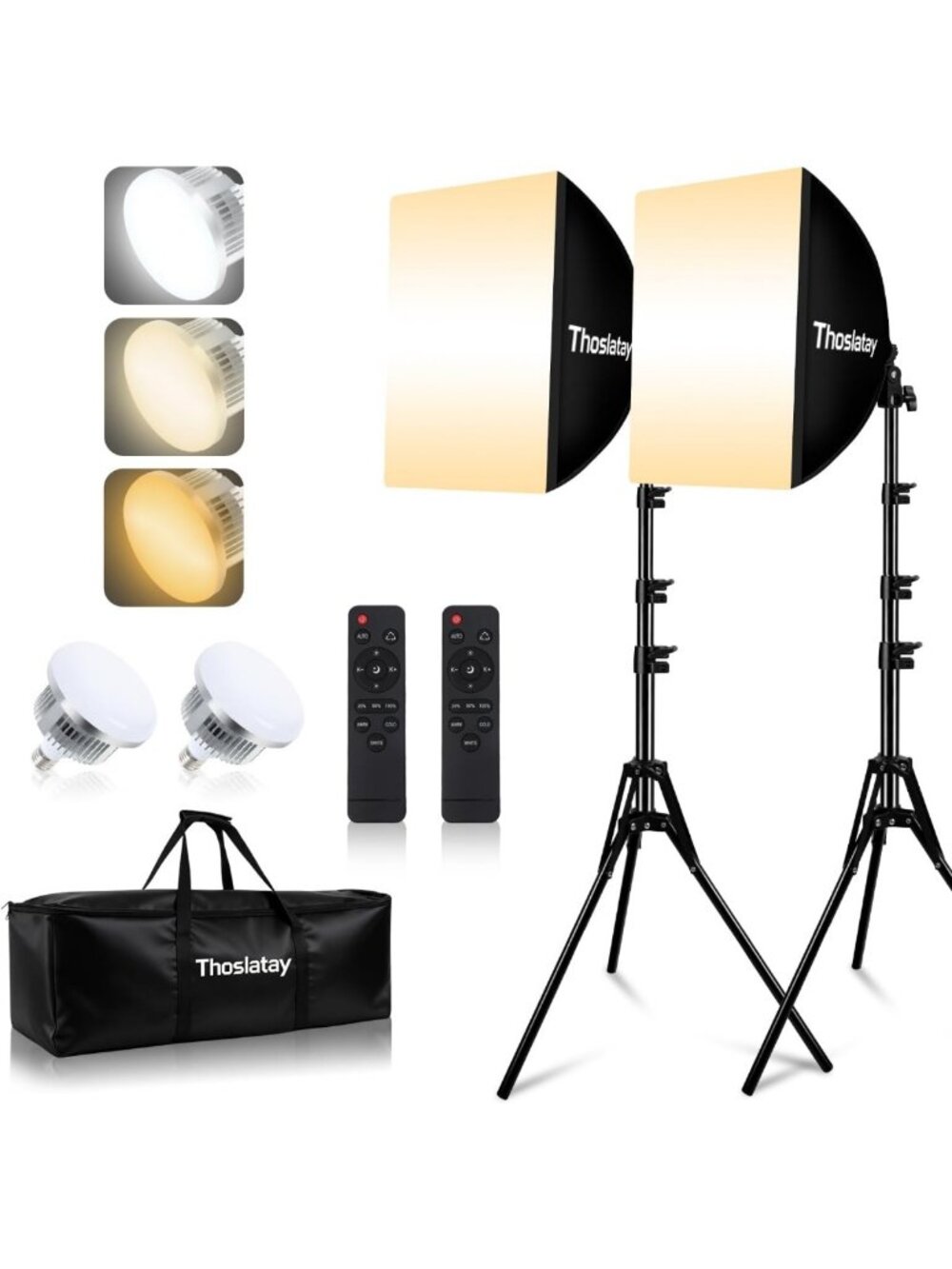 Professional Softbox Lighting Kit - 2 Pack, 85W LED Photo Studio Lights for